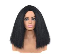 Perruque Perruques droites for femmes noires, perruque Afro bouclée avec frange en Fiber synthétique, perruques de fête for hommes Femmes