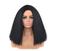 Perruque Perruques droites for femmes noires perruque Afro bouclée noire avec frange cheveux en fibres synthétiques Femmes