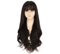 Perruque Perruques Femme Perruque Complète Avec Frange Grand Ondulé Longue Perruque Bouclée À La Mode Cheveux Artificiels Haute Température Perruque Synthétique Perruques quotidiennes