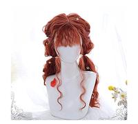 Perruque Perruques Pour Filles 70 Cm De Long Bouclés Orange Foncé Rouge Frange Mignon Halloween Synthétique Fête Cosplay Perruque Laine Rouleau Gris Perruques Pour Femmes (Orange)