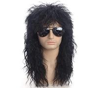 Perruque Perruques Pour Hommes Noir Longue Perruque Bou Des Années 80 Costumes D'Halloween De Cheveux Fête Pour De Quotidienne Cosplay