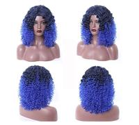 Perruque Perruques synthétiques Afro bouclées, perruques courtes en Fiber résistante à la chaleur, perruque courte bouclée for fête Halloween cosplay, perruques de fête for hommes Femmes(C)