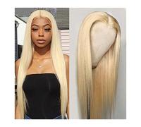 Perruque péruvienne en dentelle ondulée, droite, frontale, 40,6 à 66,16 cm, 613 cm, blond 613, perruque frontale, cheveux humains, perruque de cheveux naturels synthétiques