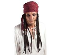 Perruque Pirate Homme PTIT CLOWN - Modèle Pirate avec Dreadlocks et Foulard - Rouge et Noir