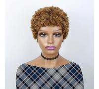Perruque Pixie Afro bouclée 6 pouces perruque courte bouclée Pixie, pixie cheveux afro bouclés perruque synthétique résistante à la chaleur, for usage quotidien de cosplay de fête for femmes.(Brown)