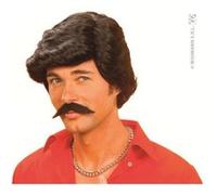 Perruque Play Boy Avec Moustaches Noires - Noir noires G