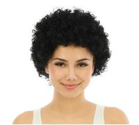 P'TIT CLOWN - 68007 - Perruque Courte Frisée - Short Curly Wig - Accessoire de Déguisement - Carnaval, Cirque, Fête à Thème, Soirée Costumée, Manga, Halloween - Cheveux Synthétiques - Unisexe - Noir
