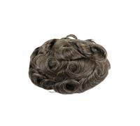 perruque Postiche en cheveux humains naturels avec cheveux gris for homme, prothèse capillaire en dentelle suisse, perruque indienne en PU for homme perruque pour hommes(420#)