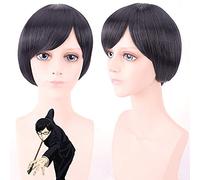 Perruque pour accessoires assortis avec motif My Name Is Sakamoto. My Best Dick Is In Shimosakamoto, So What Is It For A Black Cos Wig With A Closed Face