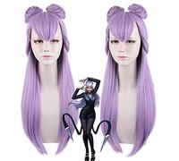 Perruque pour accessoires assortis Lol Kda Evelyn mixte tigre violet clip double sac à cheveux demi-tête Cos perruque