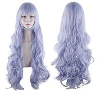 Perruque pour accessoires assortis pour modélisation Harajuku douce Sister Cos cheveux longs bouclés Lolita bleu ciel couleurs mélangées