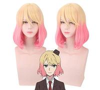 Perruque pour augmenter le volume des cheveux après chimiothérapie Angel Of Killing Kathleen Walter jaune dégradé rose micro-bouclés cheveux courts Cos perruque