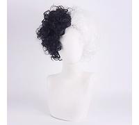 Perruque pour carnaval, vie nocturne, club, fête, déguisement, cruella de vil, noir et blanc, sorcière Kucuila avec la même tête Yin et Yang, perruque animée noire et blanche