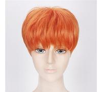 Perruque pour carnaval, vie nocturne, fête, déguisement, belle célébrité masculine coréenne avec la même perruque Anime Cosplay cheveux courts duveteux orange pur