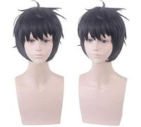 Perruque pour carnaval, vie nocturne, fête, déguisement, cosplay, raisonnement fictif, Sakuragawa Kuro, cheveux courts bouclés à l'envers, noir