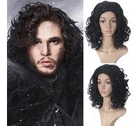 Perruque pour carnaval, vie nocturne, soirée déguisée, perruque A Song of Ice And Fire Jon Snow Noir Cosplay Anime Perruque