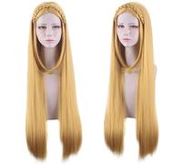 Perruque pour carnaval, vie nocturne, soirée déguisée, perruque The Legend of Zelda Breath of the Wild Princess Zelda, cheveux raides torsadés