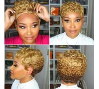 Perruque Pour Dames Européennes Et Américaines Cheveux Courts Bouclés Bruns Petits Cheveux Bouclés Fibre Chimique Soie Haute Température Couvre-Chef En Fibre Chimique
