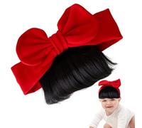 Perruque pour Enfant - Perruques Jeunes Filles avec Frange et Nœud, Bandeau Capillaire,Accessoires Capillaires Tendance pour Photographie, Réunion, Maison et Voyage