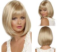 Perruque Pour Femme - Aqsacokiya - Cheveux Synthétiques - Coupe Courte - Cheveux Raides - Identique À De Véritables Cheveux