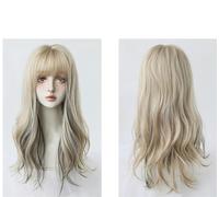Perruque Pour Femme Aux Cheveux Longs Bouclés, Bandeau Complet De Style Européen Et Américain Avec Frange Et Reflets, Couverture De Cheveux Ondulés À La Mode
