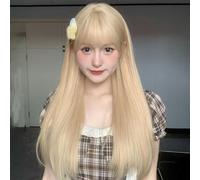 Perruque Pour Femme Aux Cheveux Longs Bouclés, Couleur Naturelle, Bandeau Complet À La Mode, Platine 60Cm