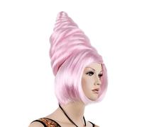 Perruque pour Femme Boucles Roses En Haut Du Chapeau Fibres Synthétiques Résistantes À La Chaleur pour Halloween Cosplay Fête Costume Cheveux