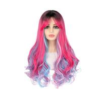 Perruque pour femme, cheveux longs et ondulés réalistes, couverture complète de cheveux tendance, perruques synthétiques à haute température, perruques ondulées profondes avec dentelle frontale