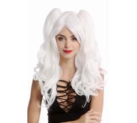 Perruque pour Femme Cosplay 2 Pigtails Long Ondulés Gothique Lolita Japon Blanc