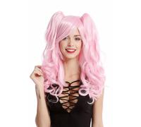 Perruque pour Femme Cosplay 2 Pigtails Long Ondulés Gothique Lolita Japon Rose