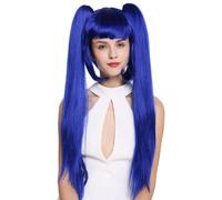 WIG ME UP - ZM-1708-SK22F Perruque dame cosplay lolita carré court longues couettes lisses amovibles bleu