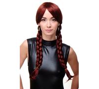 Perruque Pour Femme Cosplay Marron Brun Tressée En Nattes Écolière 3446-35