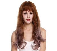 Perruque pour Femme Long Ondulés Frange Balayage Kupferbraun Rose Cosplay H1800