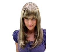 Perruque pour Femme Marron Clair Blond Méché Frange Long Lisse 50 CM 6310-12TT26