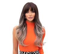 Perruque pour femme, ombrée, 55,8 cm, cheveux longs, résistant à la chaleur, synthétique, avec filet, look sexy pour femme, à porter au quotidien