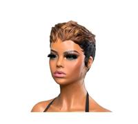 Perruque pour femme Perruque courte coupe Pixie for femmes noires, cheveux humains, couleur 1B et blond 613. Pour une utilisation quotidienne lors de fêtes