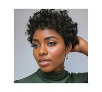 Perruque pour femme Perruques bouclées en cheveux humains, perruques courtes bouclées en cheveux humains, coupe Pixie for femmes noires Pour une utilisation quotidienne lors de fêtes