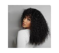 Perruque pour femme Perruques frisées crépues 100% naturelles for femmes, perruques ondulées sans colle avec frange Pour une utilisation quotidienne lors de fêtes(12inches)