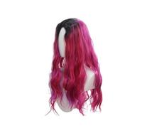 Perruque pour femme Perruques synthétiques longues et bouclées avec mèches dégradées noires et violettes, raie au milieu Pour une utilisation quotidienne lors de fêtes
