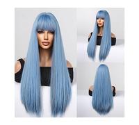 Perruque Pour femmes 65 cm / 26 pouces longue perruque synthétique droite avec une frange mixte gris blond cosplay lolita perruque for les femmes partie haute température fibre cheveux Perruque quotid