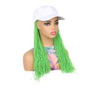 Perruque Pour femmes Chapeau de perruque tressé long et fin d'une seule pièce, bandeau photo voyage(Green)