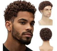 Perruque pour femmes Perruque cheveux courts for hommes, bandeau, petit rouleau, style moelleux, naturel Perruques humaines(Bruin)