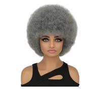 Perruque pour femmes Perruque de cheveux bouclés courts rétro moelleux, couverture complète la tête for femmes, style personnalisé Perruques humaines(Grigio)