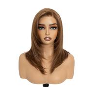 Perruque pour femmes Perruque Lace Front 13X3, raie libre, carré pré-épilé, 40 cm, lisse, dégradée, ombrée brune Perruques humaines
