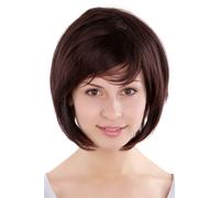 Perruque Pour Femmes Perruque Mahogany Brun Mêlé Bob Long Bob Raie Courte 49023
