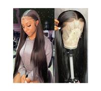 Perruque Pour femmes Perruques frontales en dentelle de cheveux raides de 4 à 28 pouces for les femmes noires cheveux humains brésiliens 13x4x1 T partie pré-épilée avec des cheveux de bébé perruque av