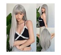 Perruque Pour femmes Perruques Ombre Vert Foncé Synthétique for Femmes Longues Lignes Droites Vert Cosplay Perruques Quotidiennes avec Frange Fibre Résistante À La Chaleur Faux Cheveux Perruque quotid