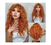 Perruque Pour femmes Perruques synthétiques longues ondulées noires avec frange for femmes perruques de vague de corps Cosplay utilisation naturelle quotidienne cheveux résistants à la chaleur Perruqu