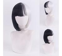 Perruque pour Halloween et fête de Noël Cos Wig 101 Loyal Dog Cruella De Vil Kuila Noir et Blanc Sorcière Couleur assortie Cheveux courts bouclés Couleur : Yn178{30 cm}