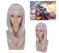 Perruque pour Halloween, fête de Noël, déguisement, perruque Cos perruque argentée blanche micro-bouclée King Game Glory Mobile Game Li Baifeng cherchant Phoenix